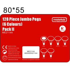 Kolorowe kołeczki Jumbo do tablicy STEM 128 szt. - 6 kolorów / Masterkidz