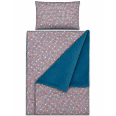 Komplet pościeli kołderka + poduszka 60x80+30x40 cm Kropki niebieskie / Szumisie
