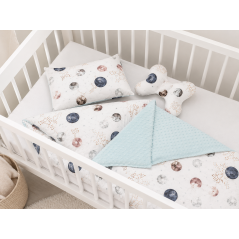 Komplet pościeli kołderka + poduszka 60x80+30x40 cm + motylek Księżyce / Szumisie