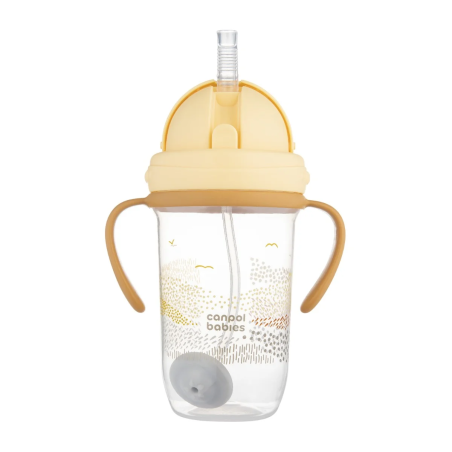 Kubek niekapek z rurką i odważnikiem 270 ml Żółty / Canpol Babies