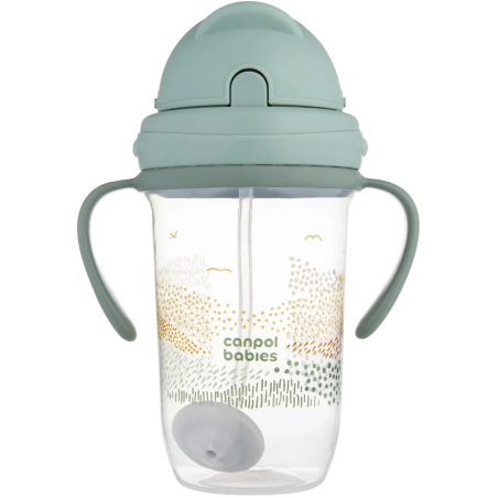 Kubek niekapek z rurką i odważnikiem 270 ml Zielony / Canpol Babies