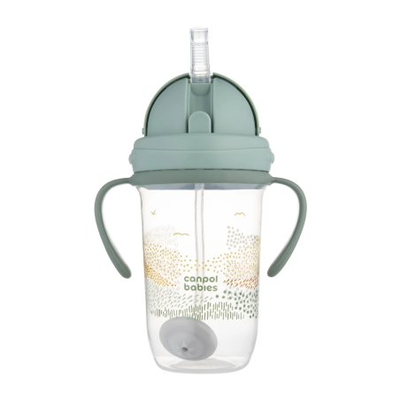 Kubek niekapek z rurką i odważnikiem 270 ml Zielony / Canpol Babies