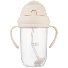 Kubek niekapek z rurką i odważnikiem 270 ml Kremowy / Canpol Babies