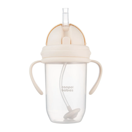 Kubek niekapek z rurką i odważnikiem 270 ml Kremowy / Canpol Babies