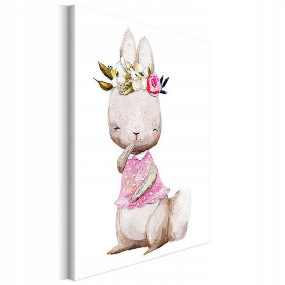 Pastelowa króliczka z wianuszkiem obraz 40x50 cm / Revolio