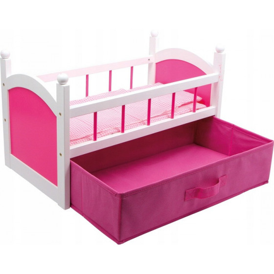 Różowe łóżeczko dla lalek z szufladą / Small Foot Design