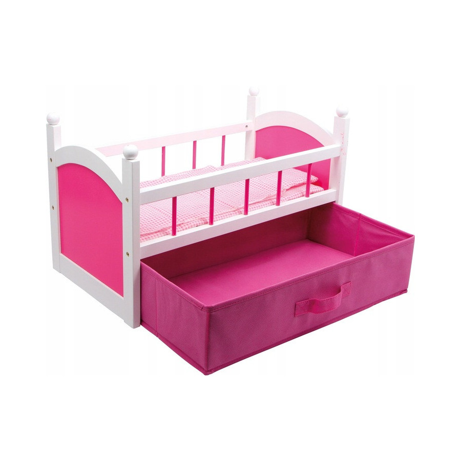 Różowe łóżeczko dla lalek z szufladą / Small Foot Design