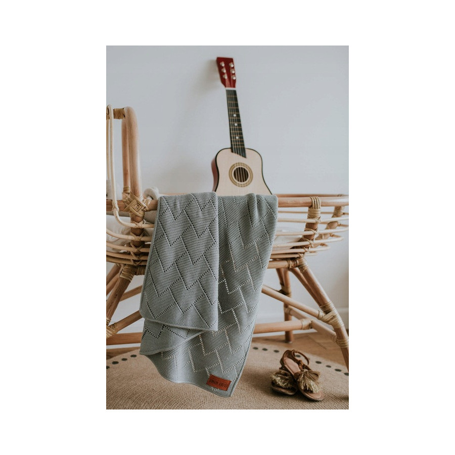 Kocyk bambusowy dziany-otulacz 80x80 cm Szary / Qbana Mama