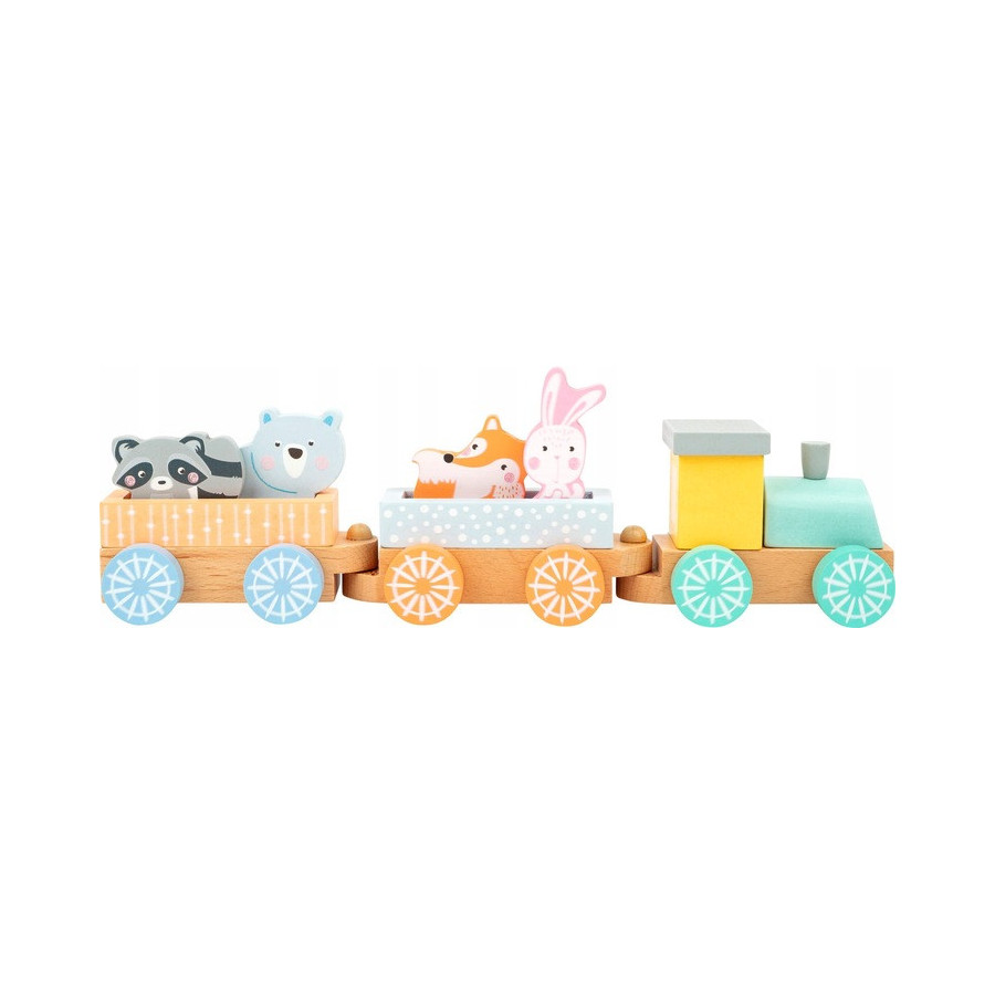 Drewniana pastelowa ciuchcia z leśnymi zwierzątkami / Small Foot Design