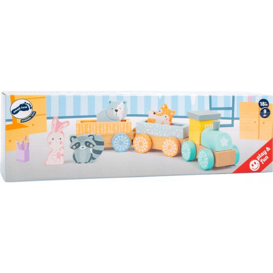 Drewniana pastelowa ciuchcia z leśnymi zwierzątkami / Small Foot Design