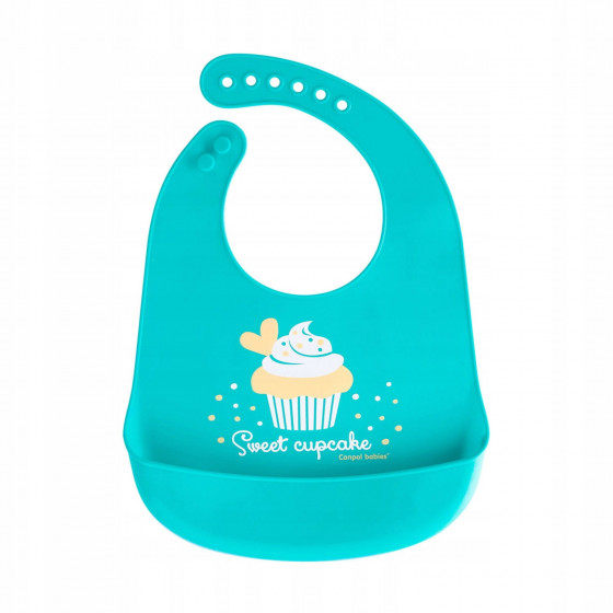 Śliniak silikonowy z kieszenią Cupcake - Niebieski / Canpol Babies