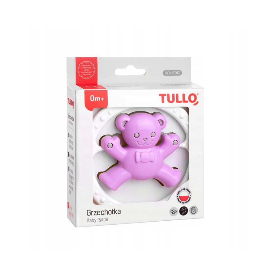 Grzechotka Miś różowo - szary / Tullo