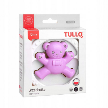 Grzechotka Miś różowo - szary / Tullo