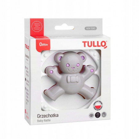 Grzechotka Miś szaro - różowy / Tullo