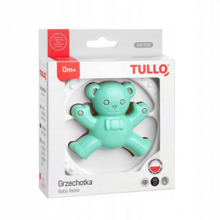Grzechotka Miś miętowo - szary / Tullo
