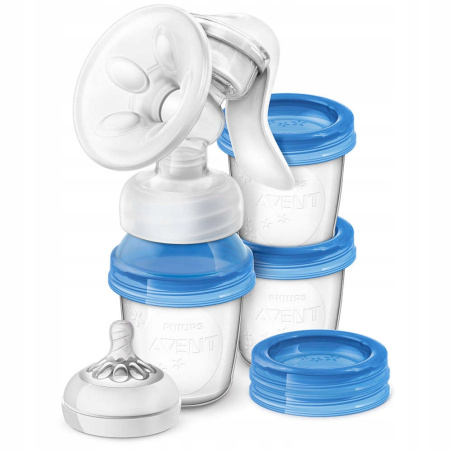 Laktator ręczny z pojemnikami na pokarm Via / Philips Avent